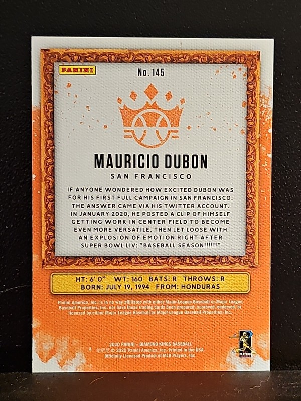 2020 Diamond Kings #145 Mauricio Dubon RC SP GIANTS view 2