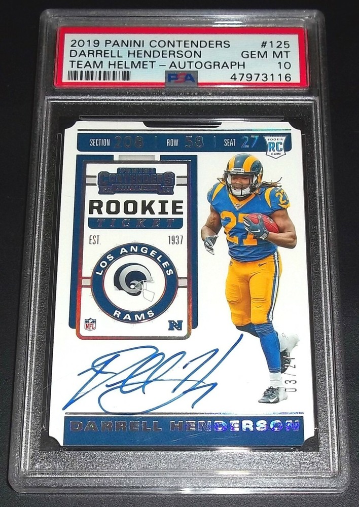 PSA 10 (#/27) Rc Darrell Henderson Auto 2019 Contenders Rookie Signed Autograph