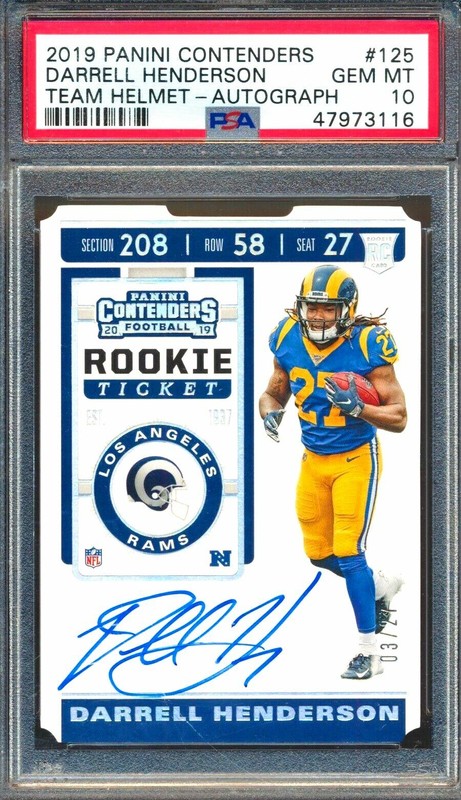 PSA 10 (#/27) Rc Darrell Henderson Auto 2019 Contenders Rookie Signed Autograph view 2