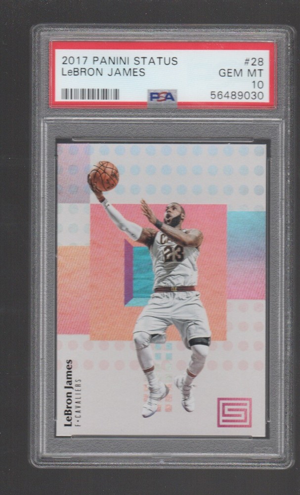 LEBRON JAMES 2017-18 PANINI STATUS CARD #28 PSA 10  