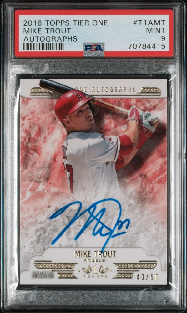 Mike Trout 2016 Topps Tier One Autographs #T1AMT 40/50 Auto PSA 9