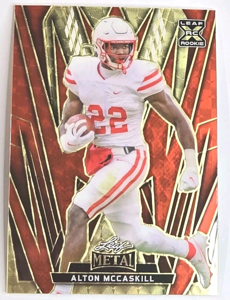 ALTON MCCASKILL 1/1 AUTO 2024 LEAF METAL FOOTBALL RED FLOOD GOLD XRC SUPERFRACTR