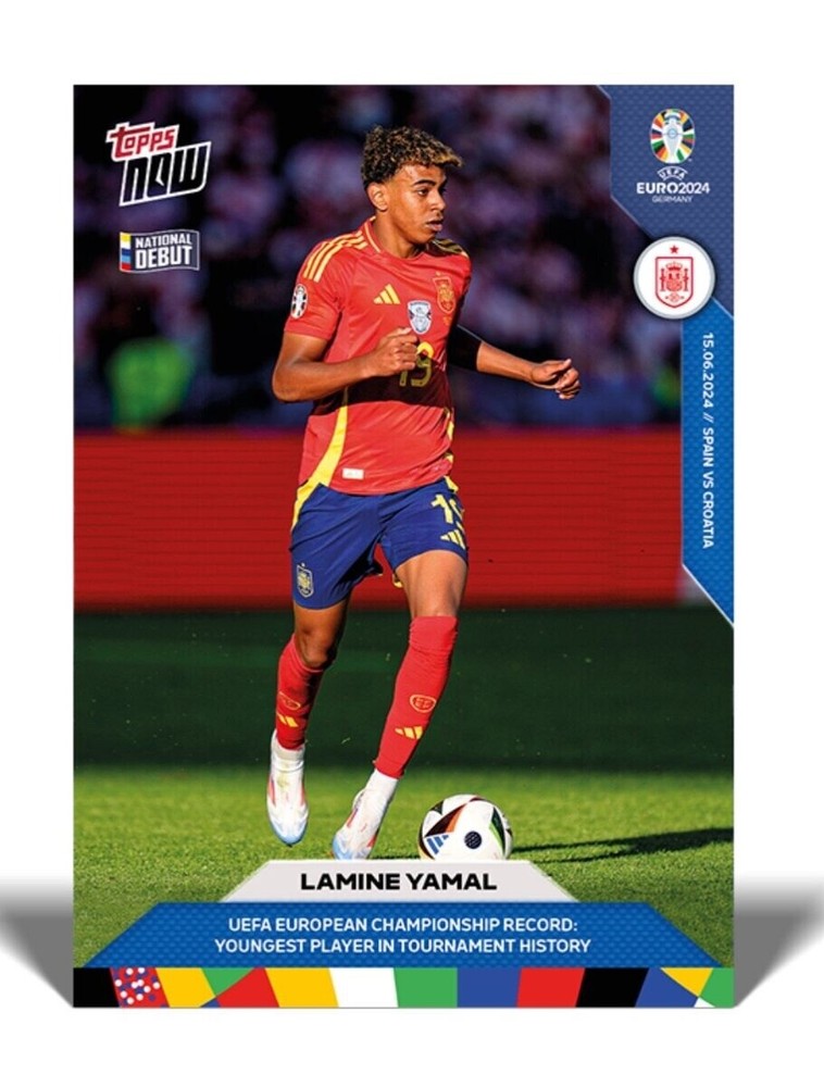 Topps Now UEFA EURO 2024 LAMINE YAMAL Youngest Player National Debut #005 SPAIN view 1