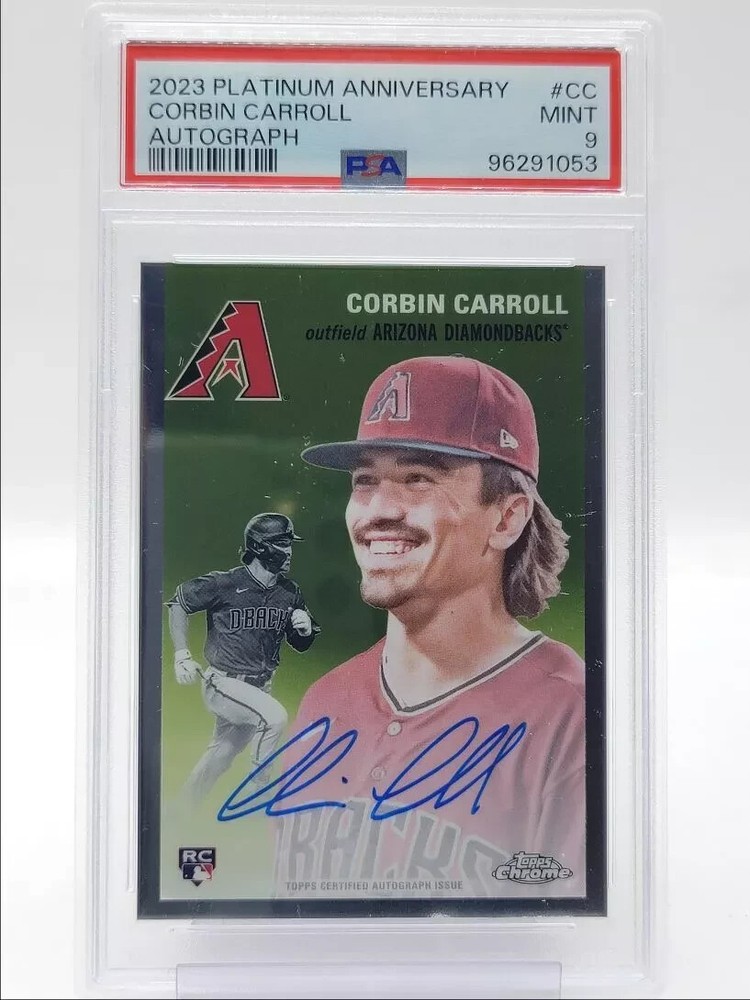 CORBIN CARROLL 2023 TOPPS CHROME PLATINUM ROOKIE RC AUTO PSA 9