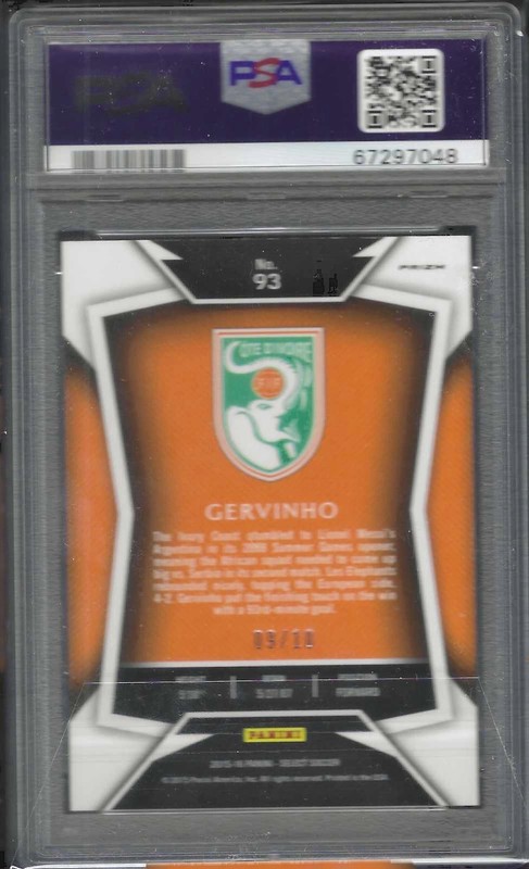 GERVINHO 2015 PANINI SELECT WHITE JERSEY GOLD PRIZM /10 PSA 10 GEM MINT POP 1/1 view 2