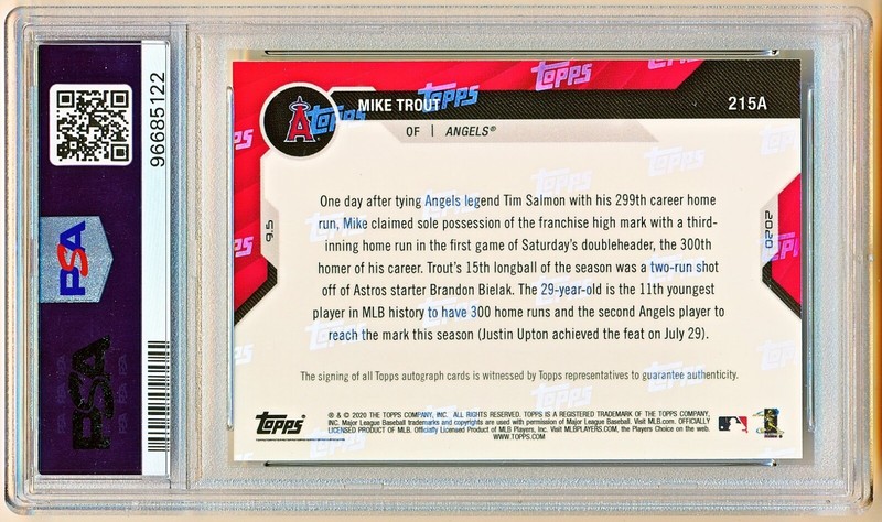 2020 Topps Now Mike Trout Autographs Auto #215A (xx/99) PSA 10 - POP 10 - QTY view 2