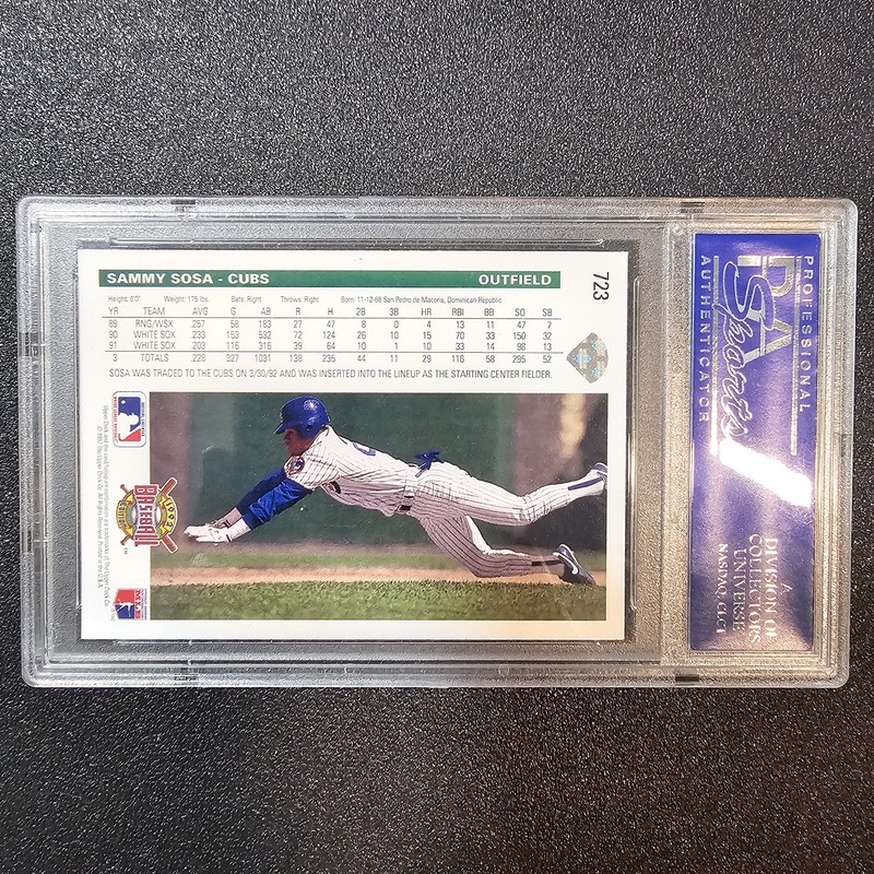 Sammy Sosa 1992 Upper Deck #723 PSA 10 Gem Mint Chicago Cubs view 2