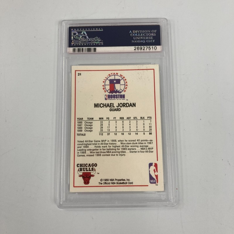 1989 Hoops Michael Jordan #21 Signed Basketball Card Auto PSA DNA view 2