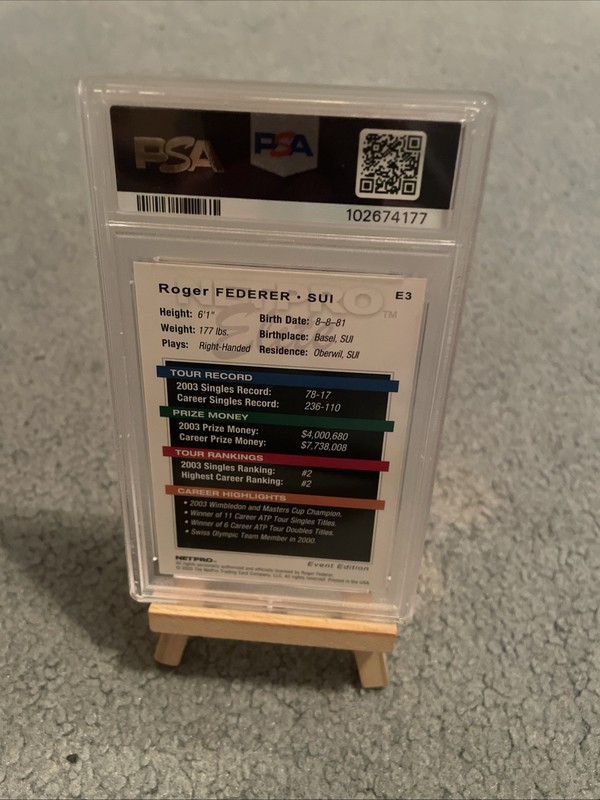 2003 NETPRO ELITE EVENT EDITION ROGER FEDERER #E3 SHORT PRINT RC PSA 9 view 2