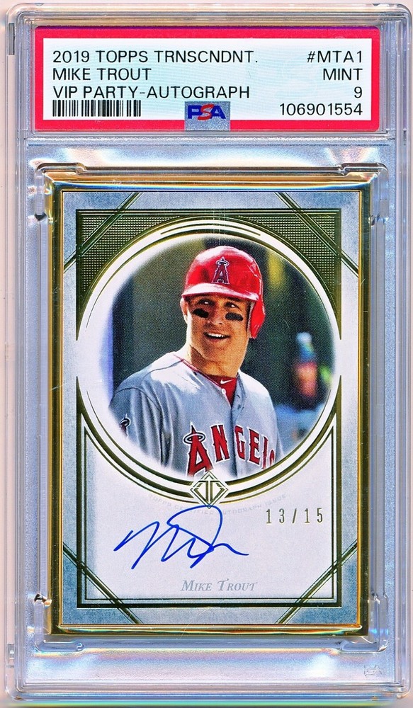 2019 Topps Transcendent VIP Party Mike Trout Autographs Auto #MTA-4 /15 PSA 9