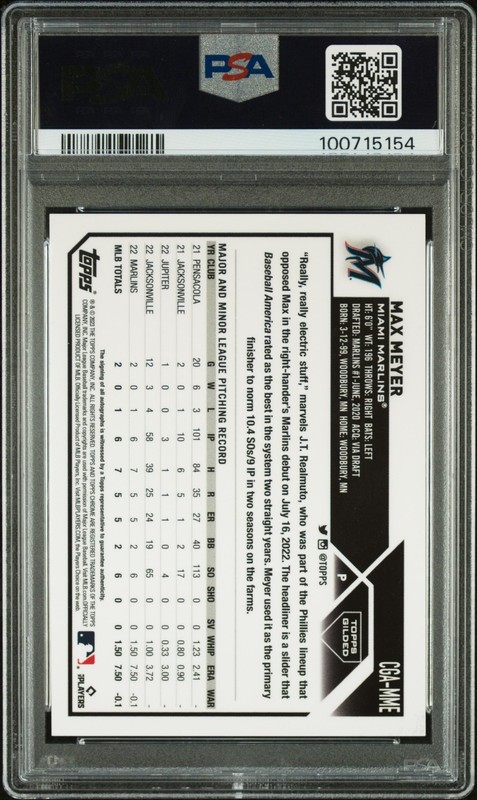 2023 TOPPS GILDED TOPPS CHROME GOLD ETCH AUTO MAX MEYER 22/25 PSA 9 view 2
