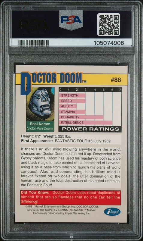 1991 MARVEL UNIVERSE #88 DOCTOR DOOM PSA 9 view 2