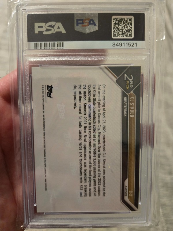 2023 Topps Now Draft /2710 CJ Stroud #D-2 PSA 10 GEM MT Rookie RC view 2