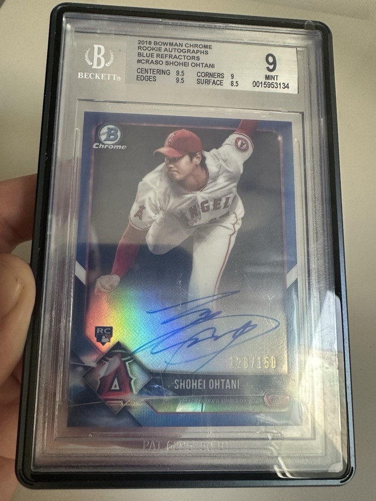 2018 Bowman Chrome SHOHEI OHTANI BLUE REFRACTOR AUTO #/150 BGS 9