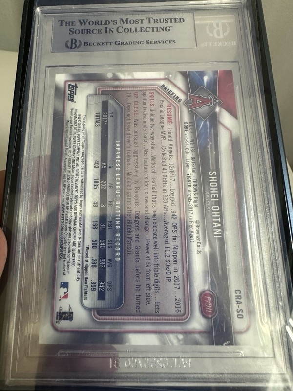 2018 Bowman Chrome SHOHEI OHTANI BLUE REFRACTOR AUTO #/150 BGS 9 view 2