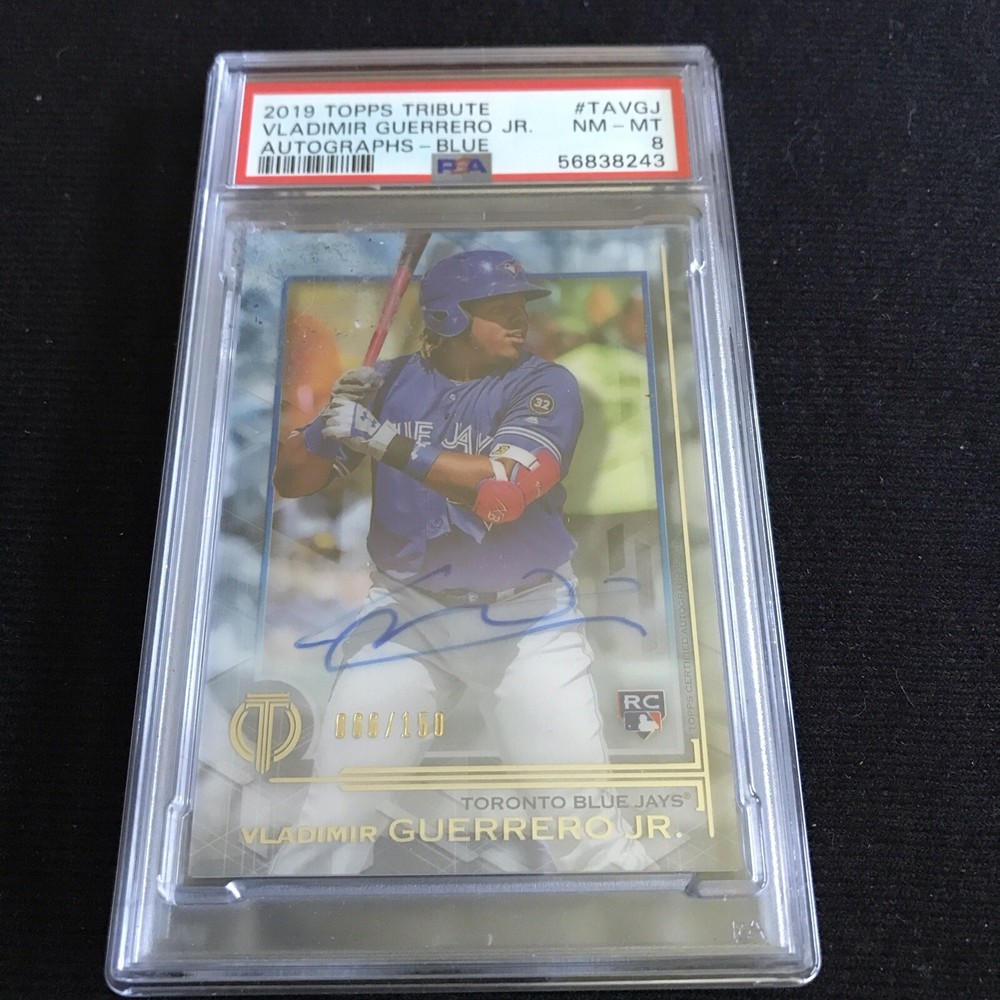 2019 Topps Tribute Vladimir Guerrero Jr. Blue RC Rookie Auto #066/150 PSA 8
