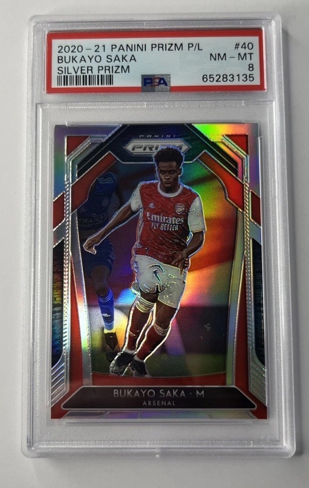 2020-21 Panini Prizm Silver #40 BUKAYO SAKA Arsenal PSA 8 Arsenal