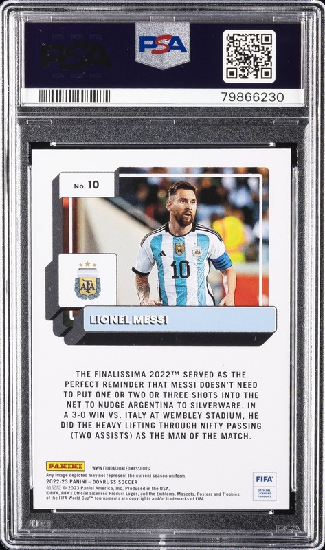 2022 PANINI DONRUSS FIFA #10 LIONEL MESSI PSA AUTHENTIC AUTO 10 view 2