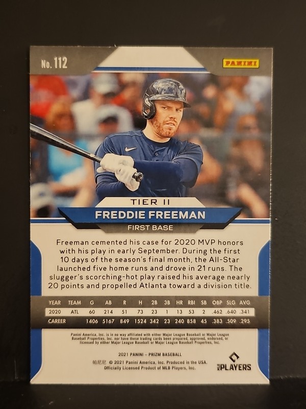 2021 Panini Prizm #112 Freddie Freeman BRAVES  view 2