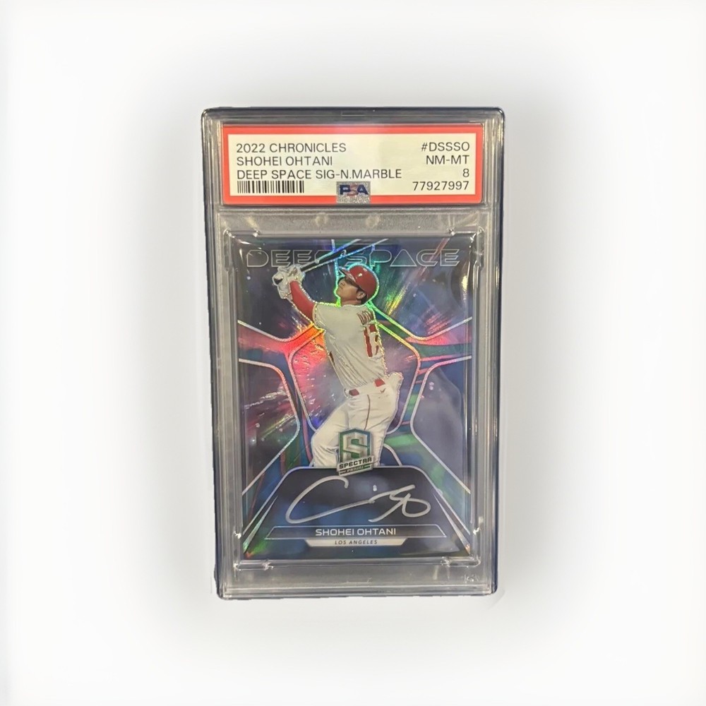 Shohei Ohtani 2022 Panini Chronicles Spectra Deep Space On Card Auto 1/5 PSA 8🔥