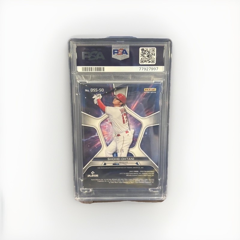 Shohei Ohtani 2022 Panini Chronicles Spectra Deep Space On Card Auto 1/5 PSA 8🔥 view 2