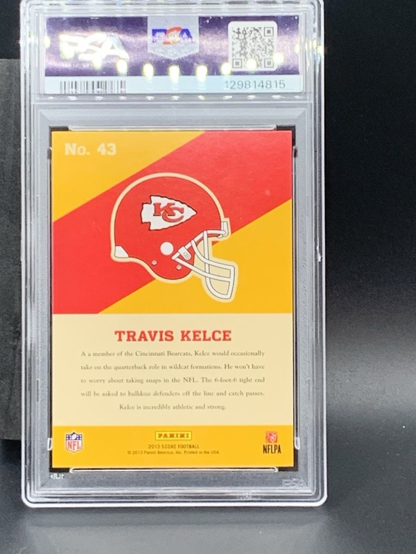 2013 PANINI SCORE HOT ROOKIES RETAIL TRAVIS KELCE RC KANSAS CITY CHIEFS PSA 7 view 2
