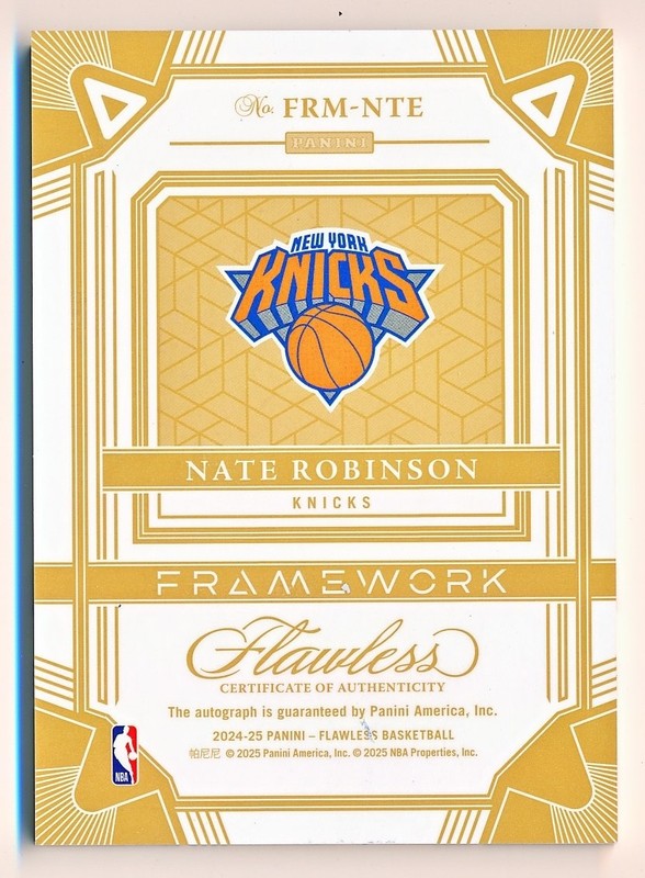 2024-25 Flawless Nate Robinson Framework Signatures Blue Auto #FRM-NTE (1/8) view 2