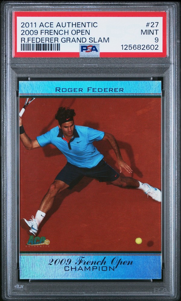 2011 ACE AUTH ROGER FEDERER GRAND SLAM #27 2009 FRENCH OPEN PSA 9
