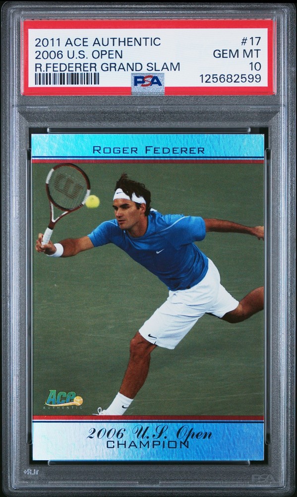 2011 ACE AUTH ROGER FEDERER GRAND SLAM #17 2006 U.S. OPEN PSA 10