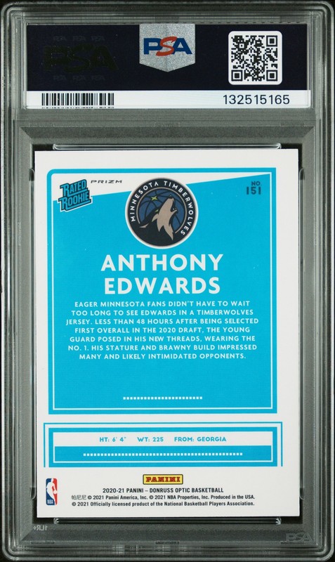2020 PANINI DONRUSS OPTIC TARGET BOX SET #151 ANTHONY EDWARDS PSA 7 view 2