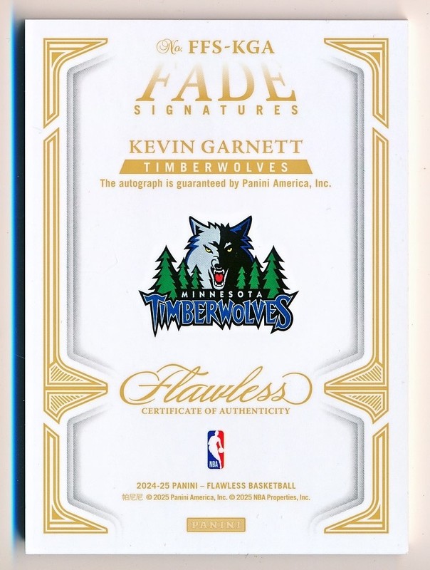 2024-25 Flawless Kevin Garnett Flawless Fade Signatures Blue Auto #FFS-KGA (x/8) view 2