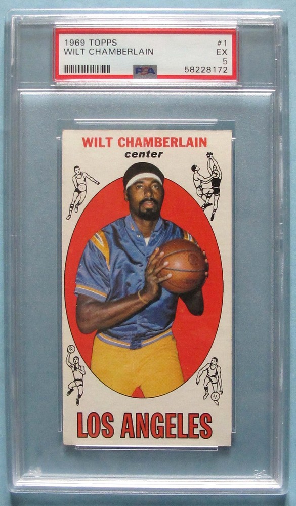 VINTAGE - 1969 - TOPPS - WILT CHAMBERLAIN - L.A. LAKERS - #1 - PSA 5 - EX
