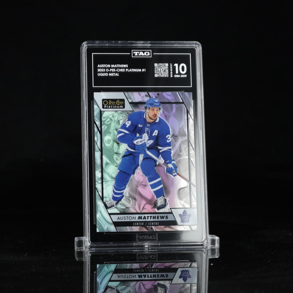 2023 O-Pee-Chee OPC Platinum Liquid Metal #1 Auston Matthews TAG 10 (957) #/399