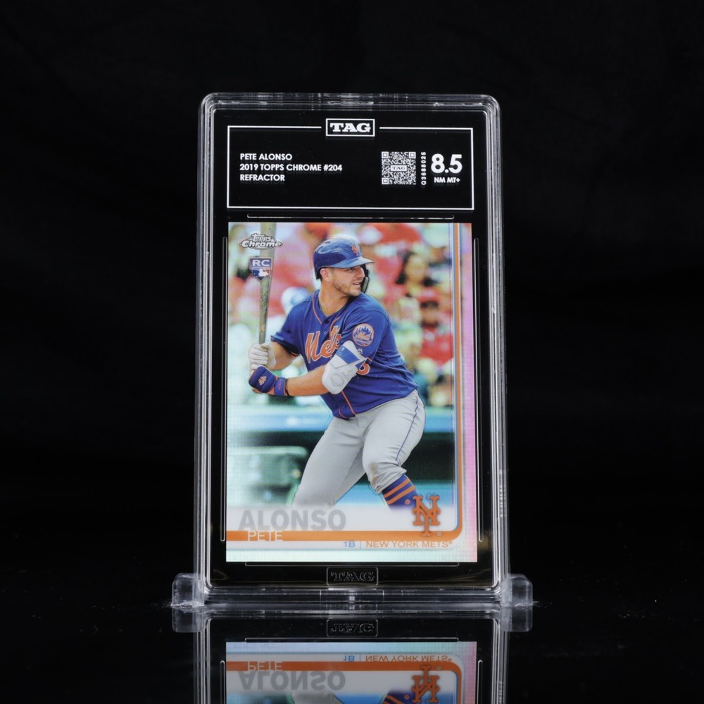 2019 Topps Chrome Refractor #204 Pete Alonso RC Rookie TAG 8.5