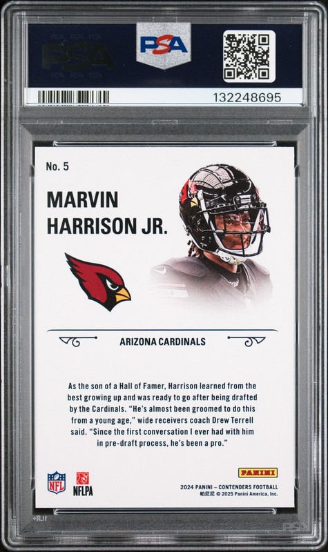 2024 CONTENDERS RC STALLIONS #5 MARVIN HARRISON JR. PSA 9 view 2