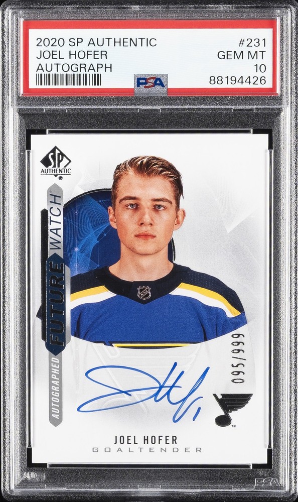 2020 SP AUTH AUTO #231 JOEL HOFER 95/999 PSA 10 view 1