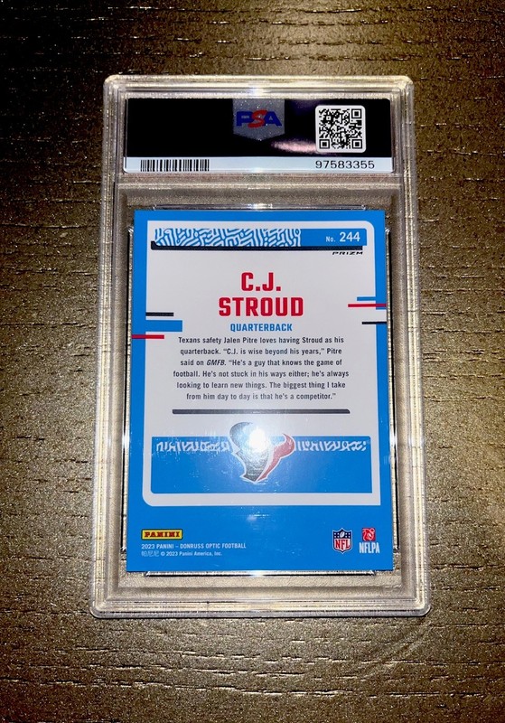 2023 Donruss Optic CJ Stroud Blue Stars Prizm Rated Rookie #244 PSA 9 view 2