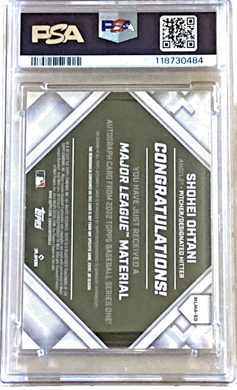 SHOHEI OHTANI 2022 Topps Signed Major League Material Autograph #/25 PSA Auto 10 view 2