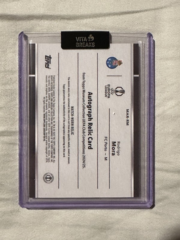 24-25 Topps Museum Collection UCL Rodrigo Mora Patch + Auto /199 RC Match Worn view 2