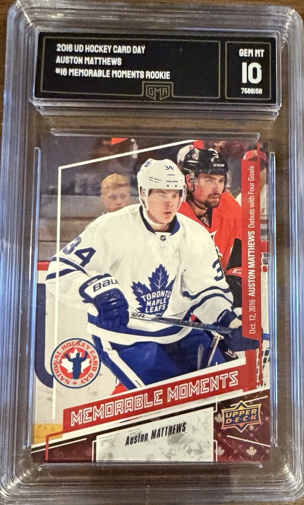 GMA 10 Gem Mint AUSTON MATTHEWS 2016/17 UPPER DECK Trading Card Day ROOKIE CARD!