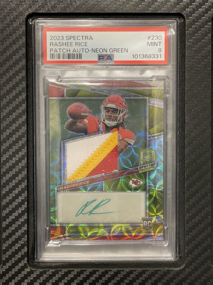 2023 PSA 9 Rashee Rice RC #230 Rookie Patch Auto Neon Green Scope Prizm #’d/35
