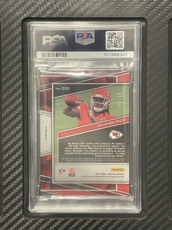 2023 PSA 9 Rashee Rice RC #230 Rookie Patch Auto Neon Green Scope Prizm #’d/35 view 2