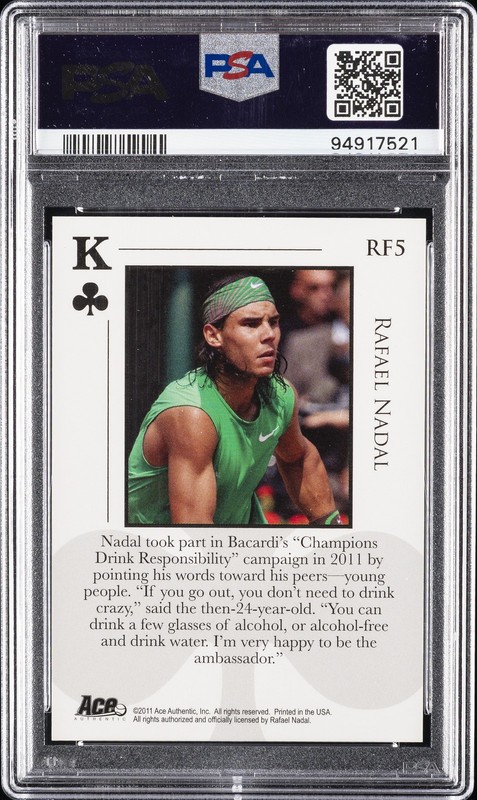 2011 ACE AUTHENTIC MATCH POINT 2 ROYAL FLUSH #RF5 RAFAEL NADAL PSA 10 view 2