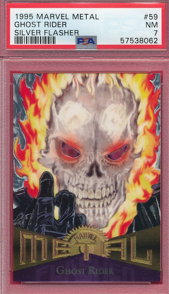 SILVER FLASHER PSA 7 NM GHOST RIDER 1995 MARVEL METAL 59 GRADED FIRE SKULL TPHLC