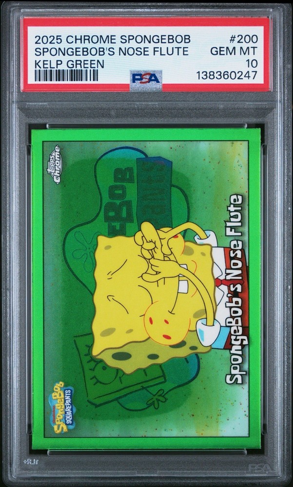 2025 Topps Chrome Spongebob Nose Flute Kelp Green Refractor PSA 10 POP 2