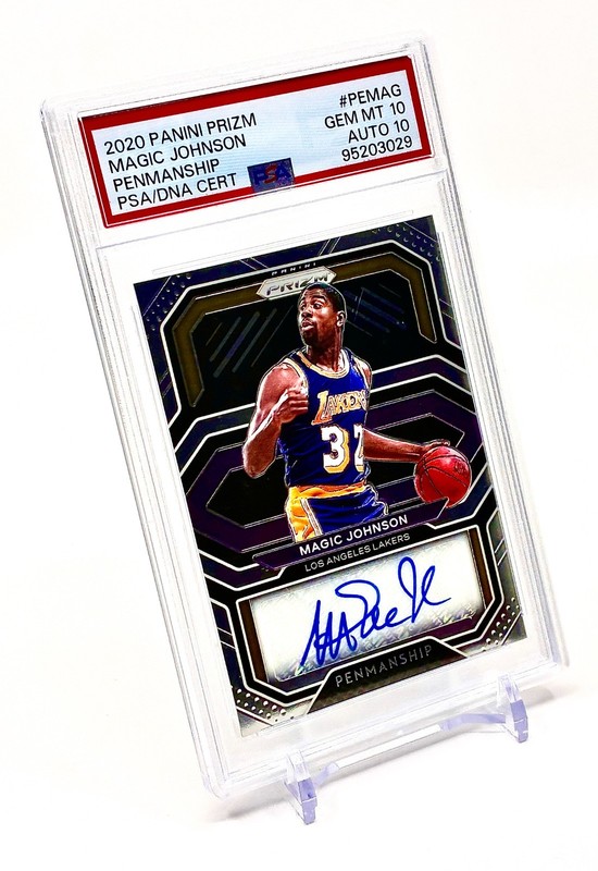 2020-21 Panini Prizm Penmanship Magic Johnson Autograph Graded 10 - PSA 10 RARE view 2