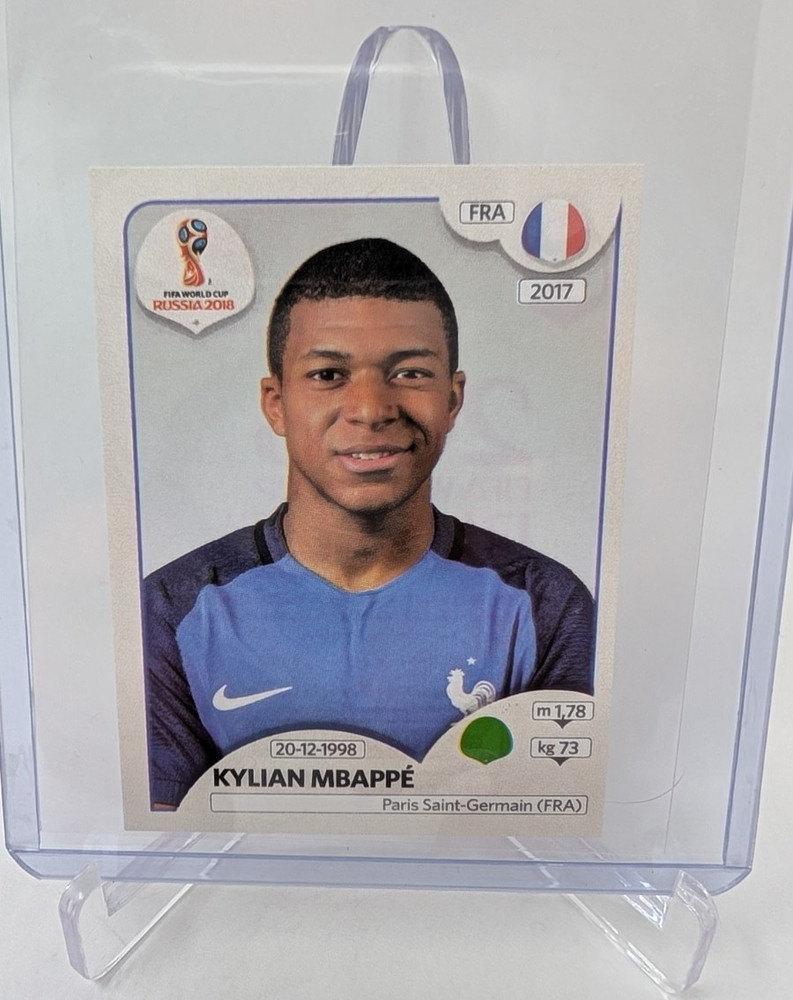 2018 Panini World Cup Russia Sticker Kylian Mbappe Rookie #197 Pink Back
