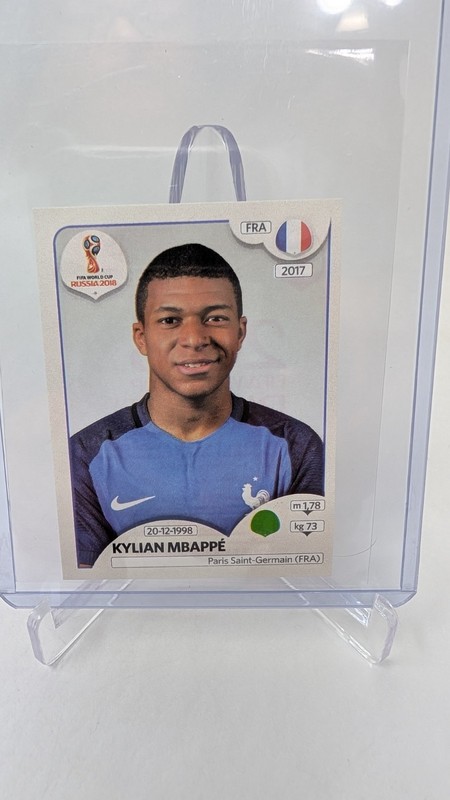 2018 Panini World Cup Russia Sticker Kylian Mbappe Rookie #197 Pink Back view 2