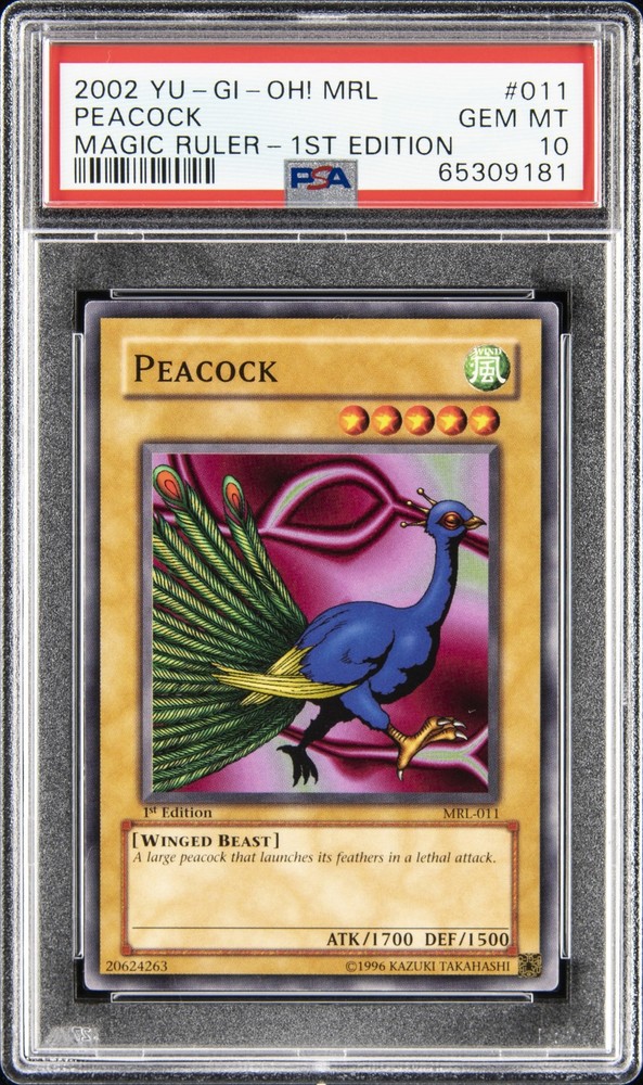 2002 YU-GI-OH! MRL-MAGIC RULER 1ST ED #011 PEACOCK PSA 10