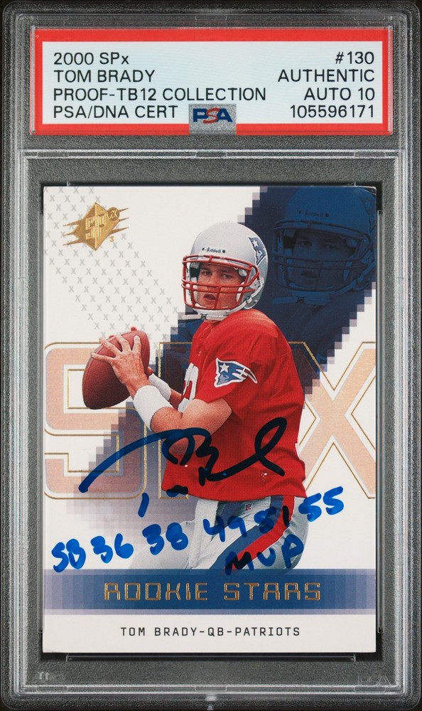 2000 SPX PROOF #130 TOM BRADY PSA AUTHENTIC AUTO 10